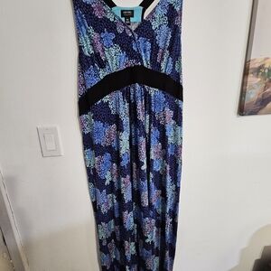 Nicole by Nicole Miller Blue and Purple Floral Dress